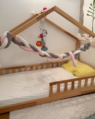 Letto e materasso 200x90 in legno massello