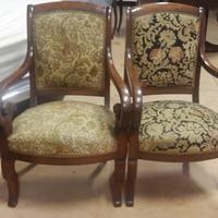 COPPIA DI POLTRONE CARLO X IN NOCE MASSELLO