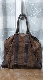 borsa da viaggio Fendi in tela e pelle marrone