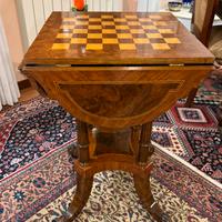 Tavolino legno intarsiato scacchiera