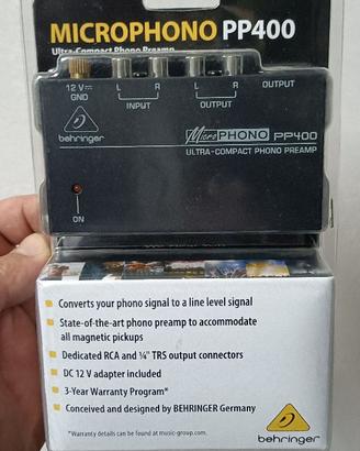 Behringer MicroPHONO Pp400, preamplificatore Phono