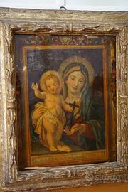 Antica stampa Madonna con Bambino cornice ‘700