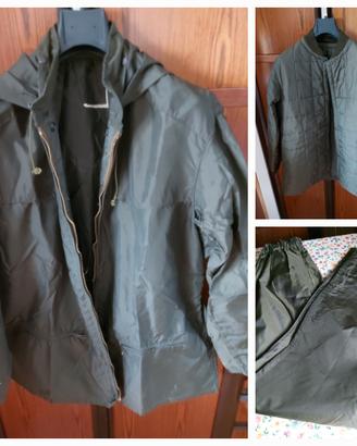 Completo 3 pezzi impermeabile tg 50 verde militare