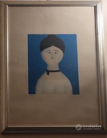 Antonio Bueno- Ragazza in blu -Litografia su carta