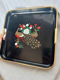 Vassoio vintage giapponese pavoni