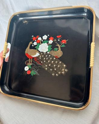 Vassoio vintage giapponese pavoni