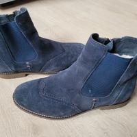 Pier One Stivaletti vera PELLE imbottiti Blu