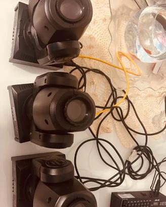 N.3 MINI TESTE MOBILI CON CENTRALINA E CAVI DMX