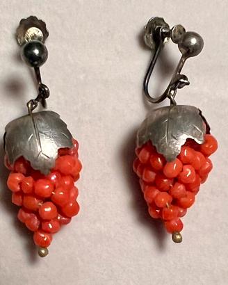 Orecchini vittoriani 1800 argento e corallo