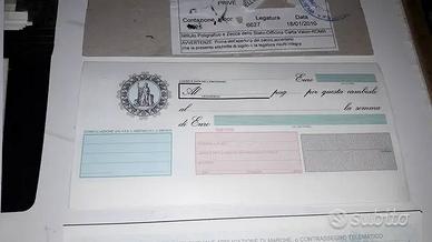 Lotto di 10 foglietti filigranati per cambiali  