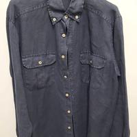 Camicia 100% lino colore blu manica lunga