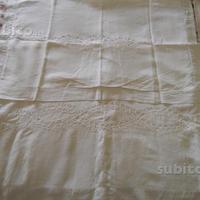 Antico lenzuolo da sposa in tombolo puro lino