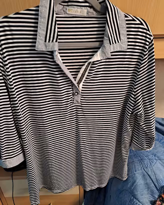 N.2 polo donna una color rosso , l altra a righe