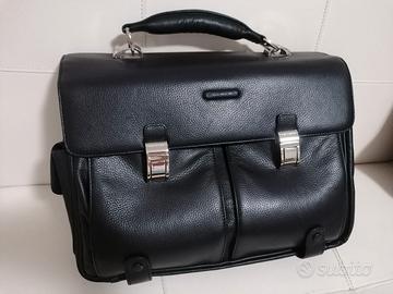Piquadro - Cartella in pelle nera martellata