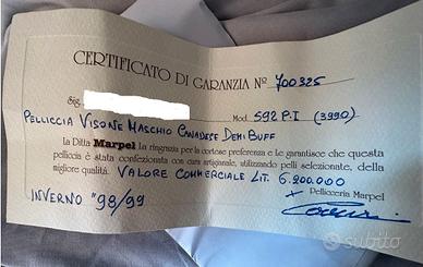 PELLICCIA VISONE MASCHIO CANADESE DEMI BUFF TG.48