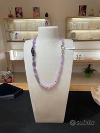 Collana in Ametista Grezza, Giada Icy Lilla e Agat