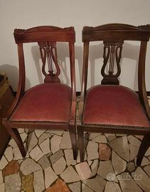 sedie vintage legno e velour