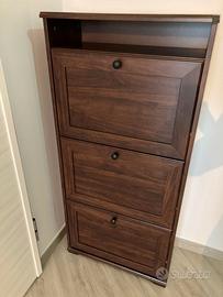 BRUSALI, scarpiera a 3 scomparti, 61x30x130