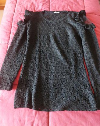 maglione lungo tezenis con dettagli in pizzo