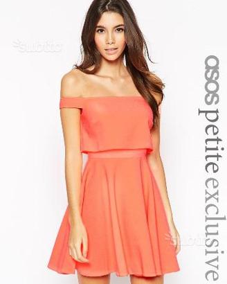 Abito vestito ASOS scollo Bardot corallo tg(EU36)