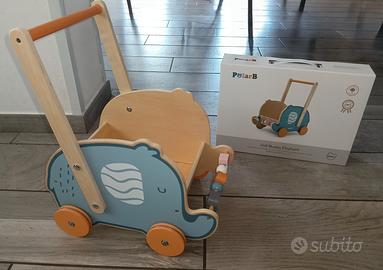 PolarB Carrellino Elefante in legno primi passi