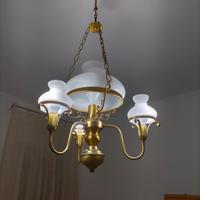 lampadario a tre luci in ottone 