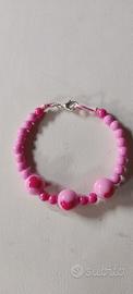 Bracciale donna ragazza con perline rosa 