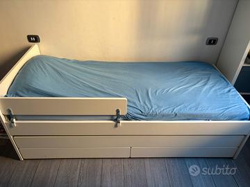 Letto con lettino e contenitori materassi compresi