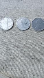 tre monete da 5 lire del 1987/1955/1973