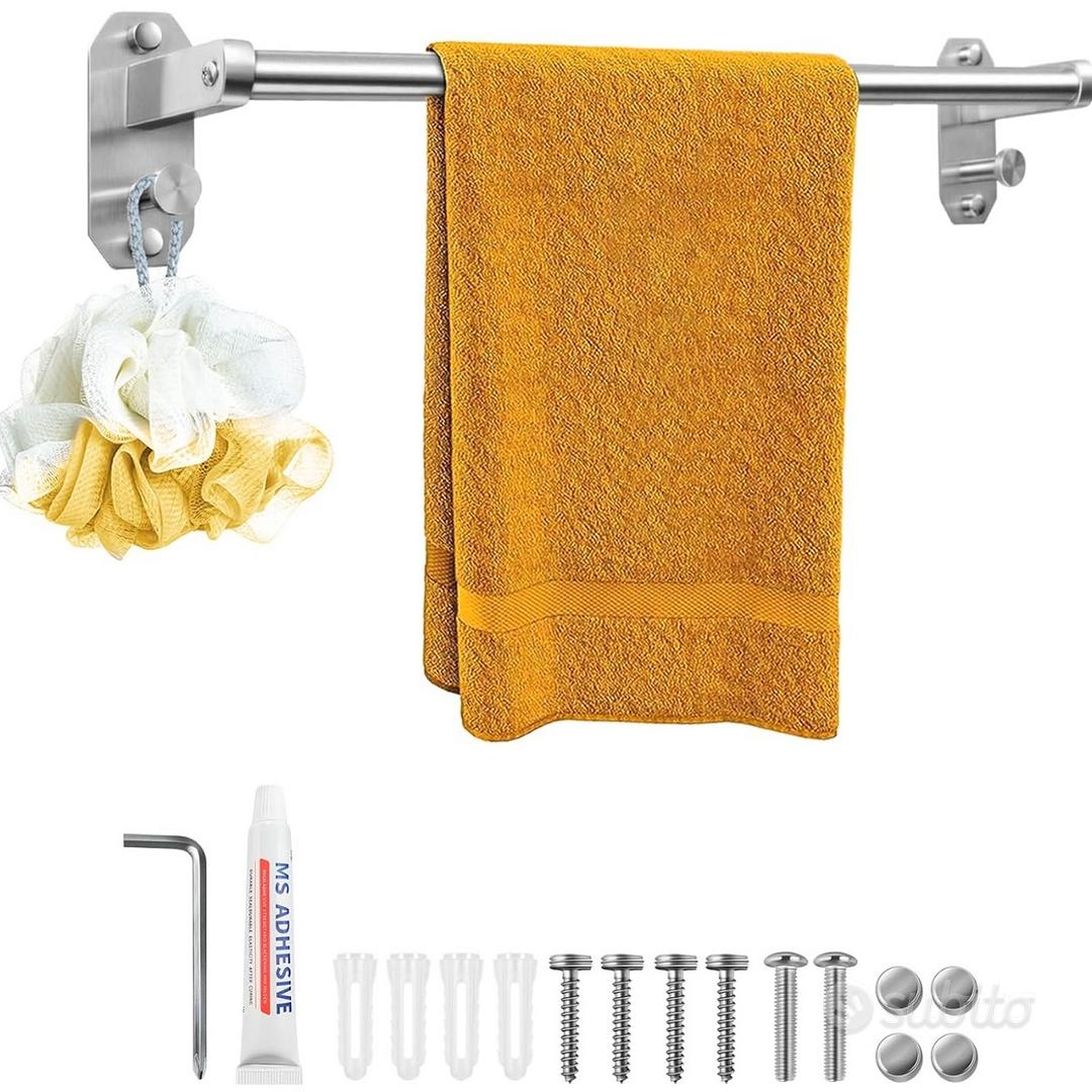 Porta Asciugamani MAURER Acciaio Inox Cromato 62x7x4 Cm - Design Lineare - 5