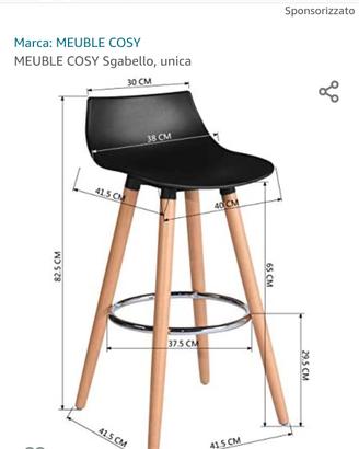 4 sgabelli moderni legno e resina