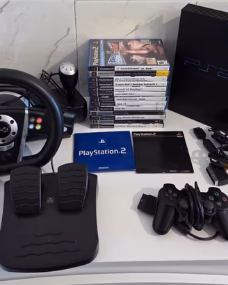 PlayStation 2 Fat completa di volante,  joypad e 