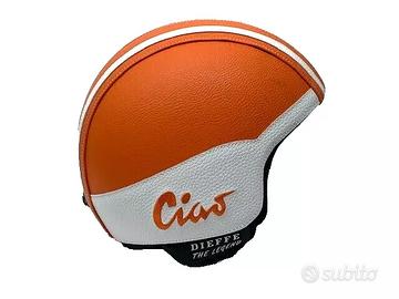 Casco Ciao rivestito in ecopelle arancio e bianco