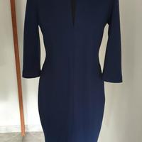 Abito a tubino blu in cotone elasticizzato con dop