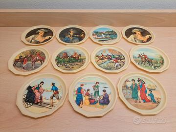 Set di 12 sottobicchieri vintage in plastica