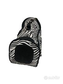 Borsa trasportino zebrata per gatto o cane