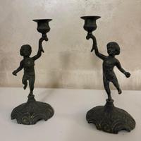 Coppia di candelabri bronzo