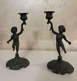 Coppia di candelabri bronzo