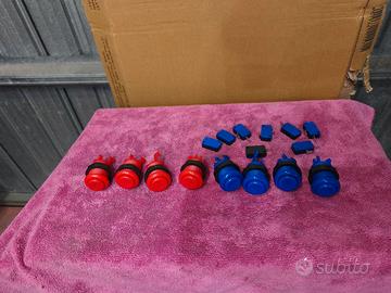 8 Pulsanti Arcade Microswitch Rossi e Blu