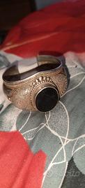 bracciale in argento con pietra nera etnico 