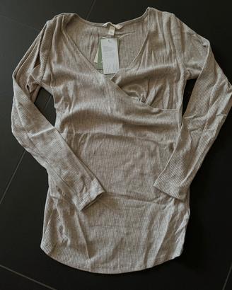 Tshirt premaman color sabbia con allattamento