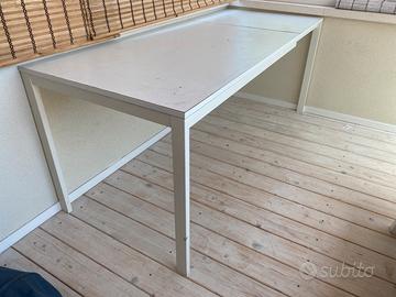 Tavolo  bianco legno e metallo 120x75