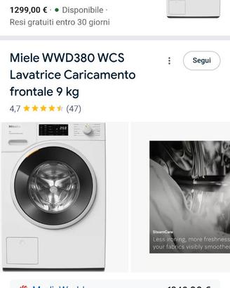Lavatrice Miele 9 kg praticamente nuova