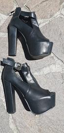 Sandali Tulipano neri con Plateau n. 36