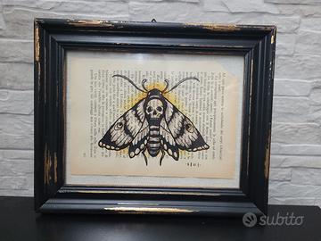 quadro falena tattoo - cornice vintage