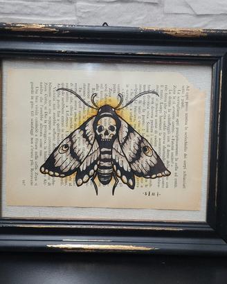 quadro falena tattoo - cornice vintage