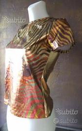 Roberto cavalli t shirt donna oro taglia 42 NUOVA