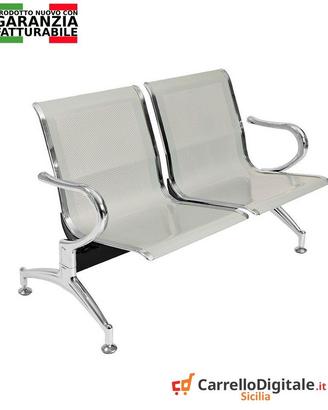 Sedie da attesa in acciaio – NUOVE – 2 posti