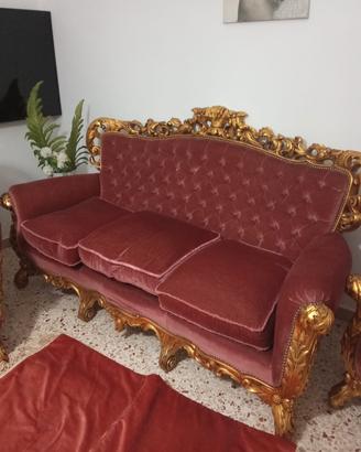 Splendido tris Salotto Barocco Veneziano e potrone