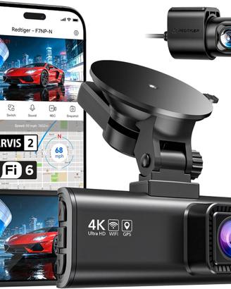 Dashcam REDTIGER F7NP 4K WiFi GPS + Kit Cavi F7N